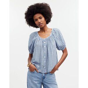 Madewell Blue Geometric Blouse